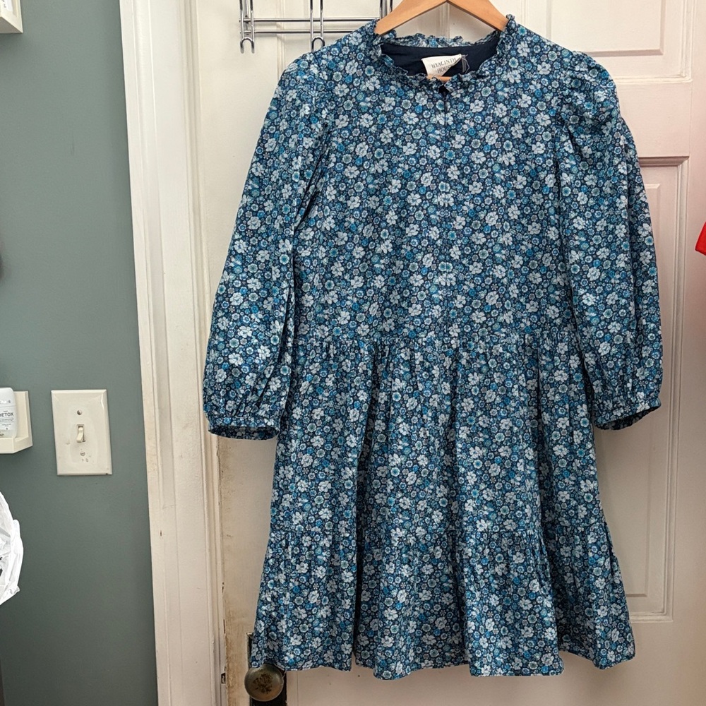 HYACINTH HOUSE Blue Zip Front Flora
Mini Dress